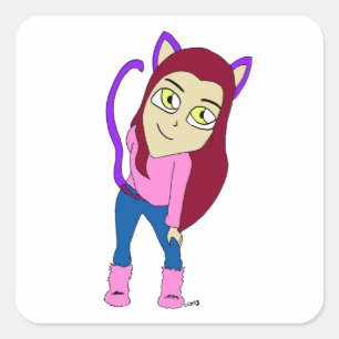 Sticker Carré chibi catgirl   