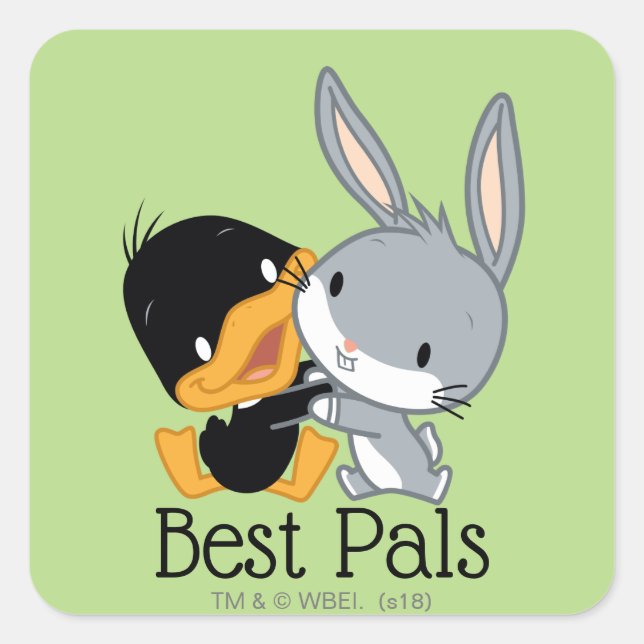 Sticker Carré Chibi DAFFY DUCK™ & BUGS BUNNY™ (Devant)