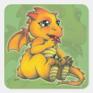 Sticker Carré Chibi Dragon