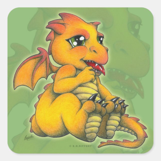 Sticker Carré Chibi Dragon (Devant)