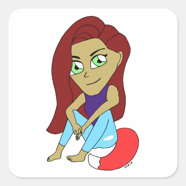 Sticker Carré chibi foxy fille (Devant)