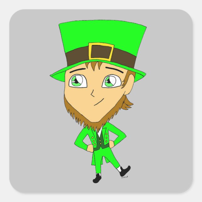 Sticker Carré chibi leprechaun (Devant)