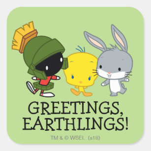 Sticker Carré Chibi MARVIN THE MARTIAN™, TWEETY™ & BUGS BUNNY™