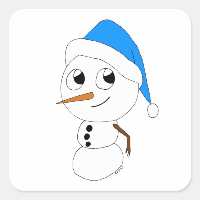 Sticker Carré chibi snowman (Devant)