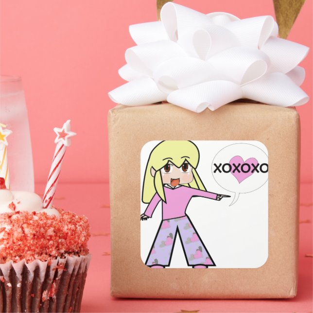 Sticker Carré Chibi Valentine (Fête)
