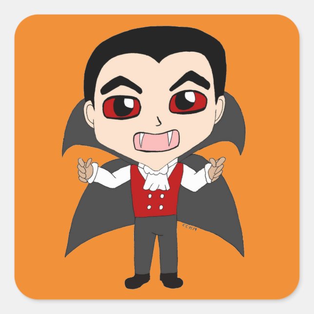 Sticker Carré chibi vampire (Devant)