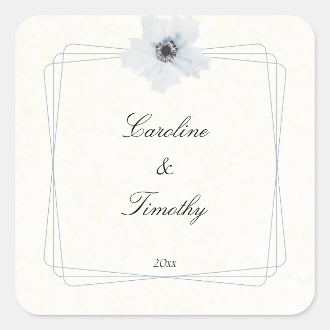 Sticker Carré Chic aquarelle géométrique Anémonique Mariage flor (Devant)