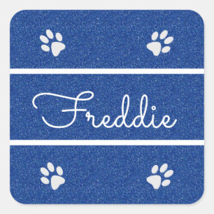 Sticker Carré Chic Blue Faux Parties scintillant Customisé chat