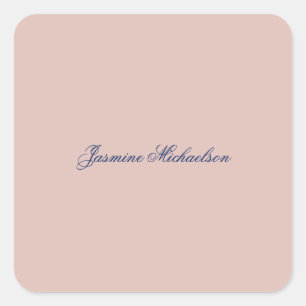 Sticker Carré Chic Calligraphie Nom Couleur Or Rose Adorable