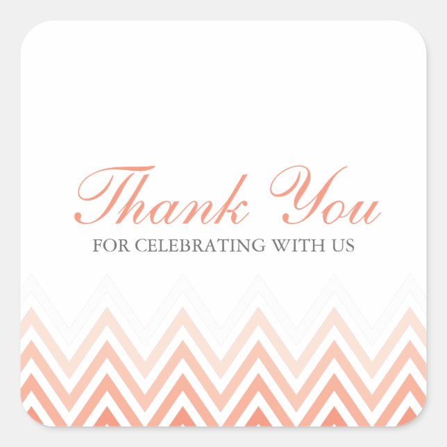 Sticker Carré Chic Coral Ombre Chevrons (Devant)