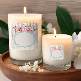 Sticker Carré Chic Démodé Fleurs Rustique Bois & Dentelle Ancien
