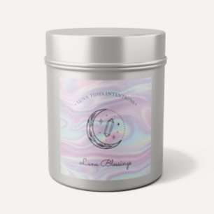 Sticker Carré Chic Holographique Magique Intention Candles Étiqu