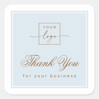 Sticker Carré Chic light dusty blue custom logo thank you