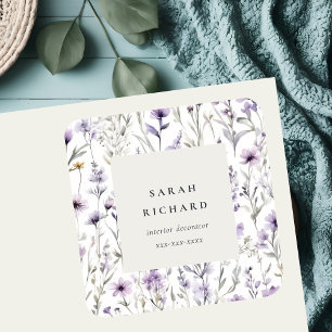Sticker Carré Chic Lilac Purple Fleur sauvage Butterfly Business