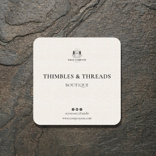 Sticker Carré Chic Linen Business Logo Nom Marketing Classic