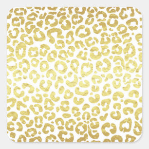 Sticker Carré Chic moderne or blanc léopard Jaguar Cheetah