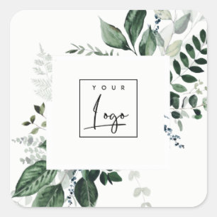 Sticker Carré Chic moderne vert feuillu Tropical Foliage Fern Lo