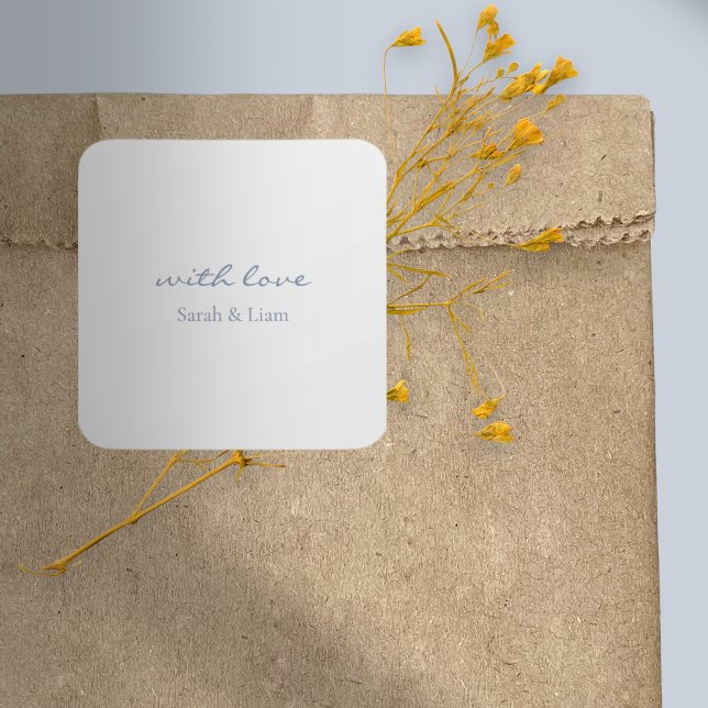 Sticker Carré Chic nétral avec l'amour Cadeau Favoriser Mariage  (Créateur téléchargé)