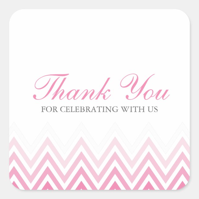 Sticker Carré Chic Pink Ombre Chevrons (Devant)