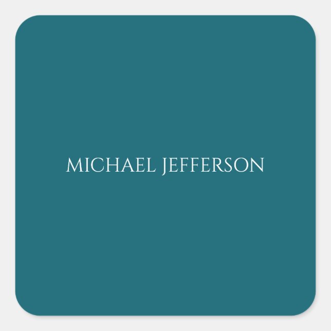 Sticker Carré Chic Plain Dark Teal Color Personalized Custom (Devant)