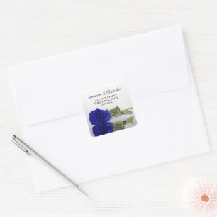 Sticker Carré Chic Royal Blue Rose Retour Adresse Enveloppe Scea