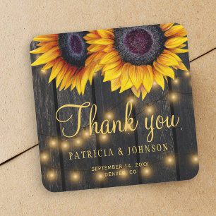 Sticker Carré Chic Sunflowers bois rustique mariage enveloppe sc