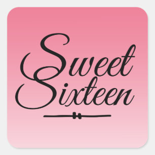 Sticker Carré Chic Tropical Pink Ombre Sweet 16 16e anniversaire