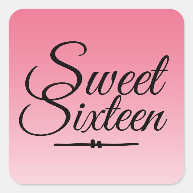 Sticker Carré Chic Tropical Pink Ombre Sweet 16 16e anniversaire (Devant)