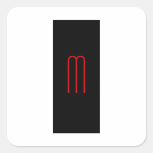 Sticker Carré Chic Unique Monogramme Noir Blanc Plaine Simple