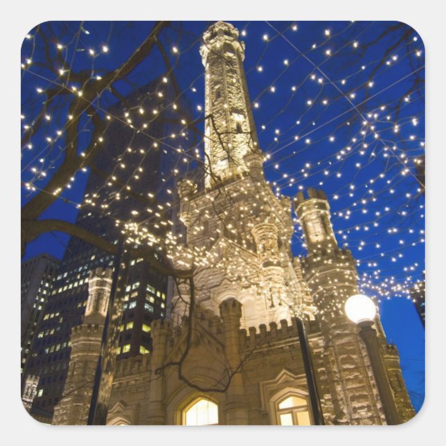 Sticker Carré Chicago à Noël (Devant)