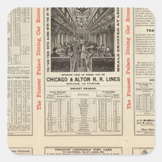 Sticker Carré Chicago et Alton Railroad 3 (Devant)