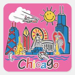 Sticker Carré Chicago Kids Skyline
