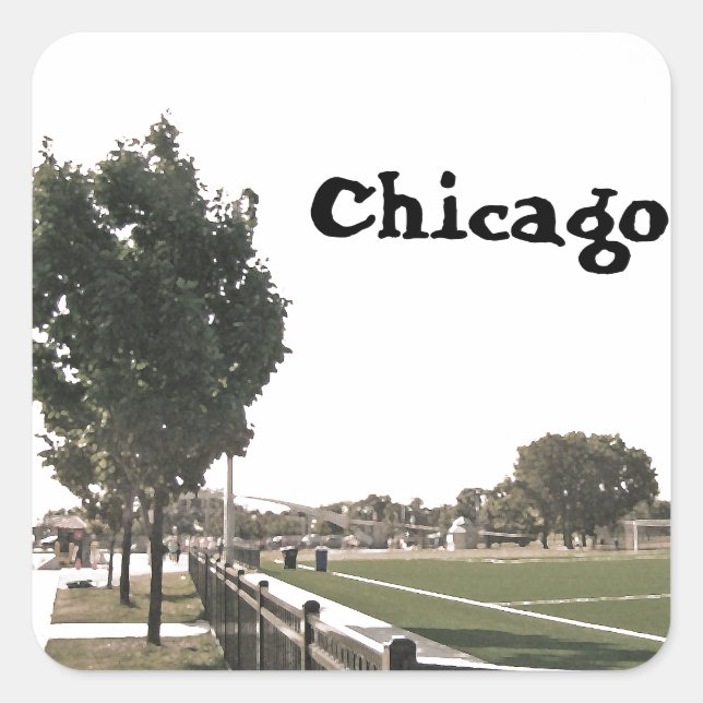 Sticker Carré Chicago Park à Sepia Tones (Devant)