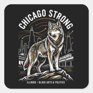 Sticker Carré Chicago Strong Grey Wolf Great Migration Heritage 