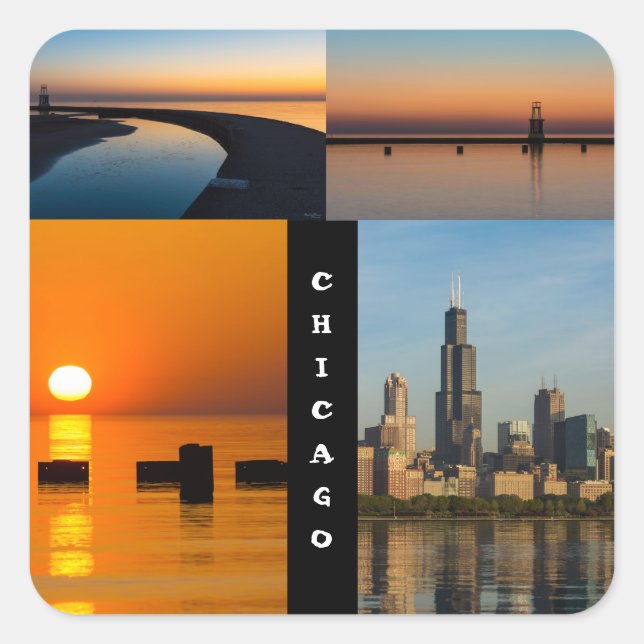 Sticker Carré Chicago Sunrise (Devant)