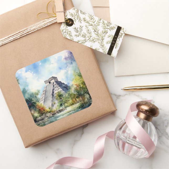 Sticker Carré Chichen Itza (Cadeaux)