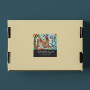 Sticker Carré Chicken Farm Broiler Viandes Oiseaux Libre Range C