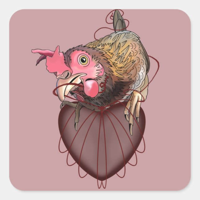 Sticker Carré Chicken Pulling Coeurs (Devant)