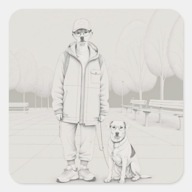 Sticker Carré Chien (Devant)