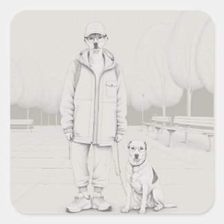 Sticker Carré Chien