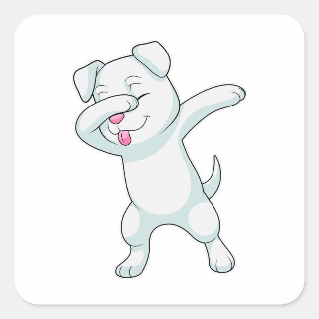 Sticker Carré Chien à Hip hop Dance Dab (Devant)