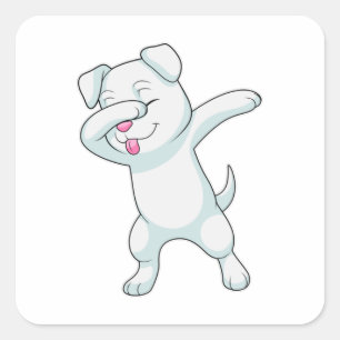 Sticker Carré Chien à Hip hop Dance Dab