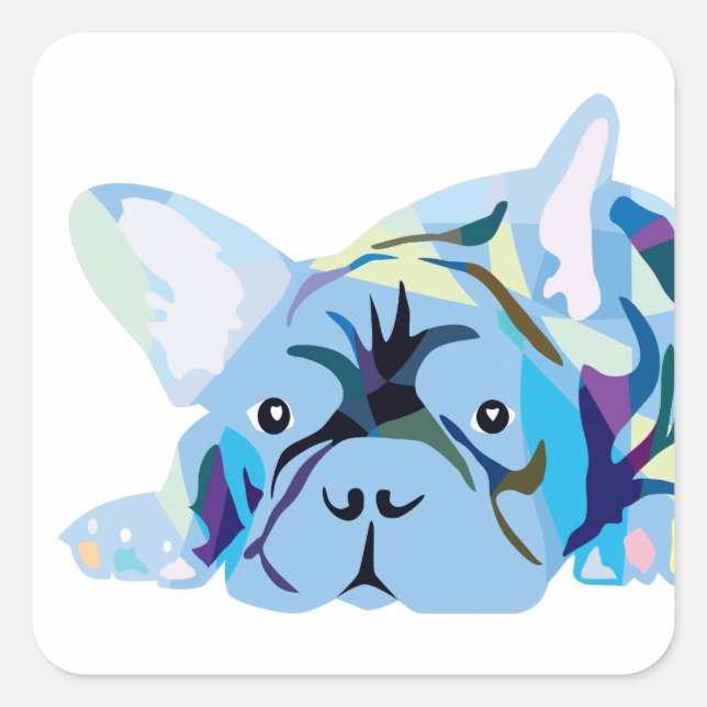 Sticker Carré Chien à tête bleue (Devant)
