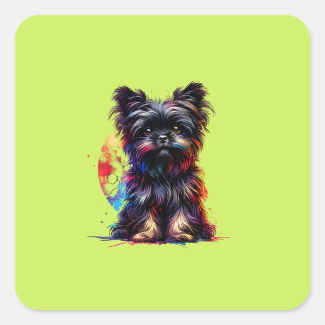 Sticker Carré Chien Affenpinscher (Devant)