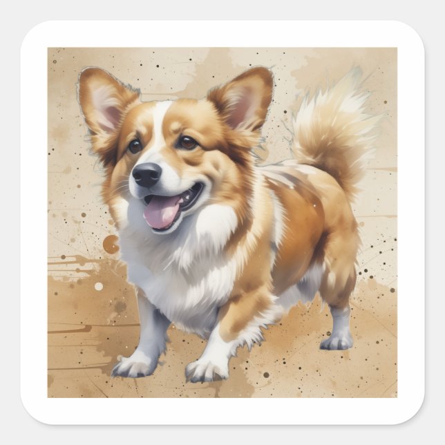 Sticker Carré Chien animal de compagnie Corgi (Devant)