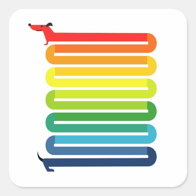 Sticker Carré Chien arc-en-ciel (Devant)