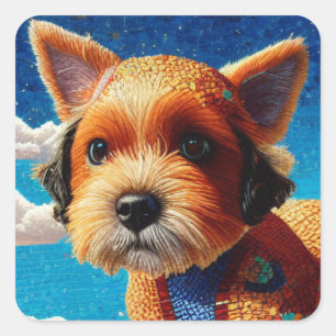 Sticker Carré Chien Art