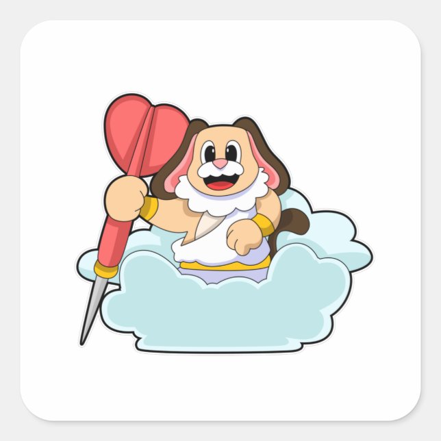 Sticker Carré Chien aux fléchettes avec Dart (Devant)