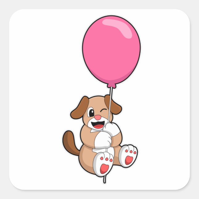 Sticker Carré Chien avec ballon (Devant)