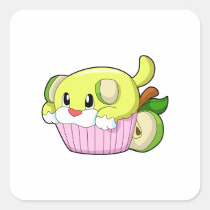 Sticker Carré Chien avec gâteau